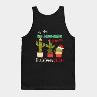 Cactus wearing santa hat Gift Christmas 2020 for Cactus Lovers Design No Hugging , Gardening Lover Tank Top